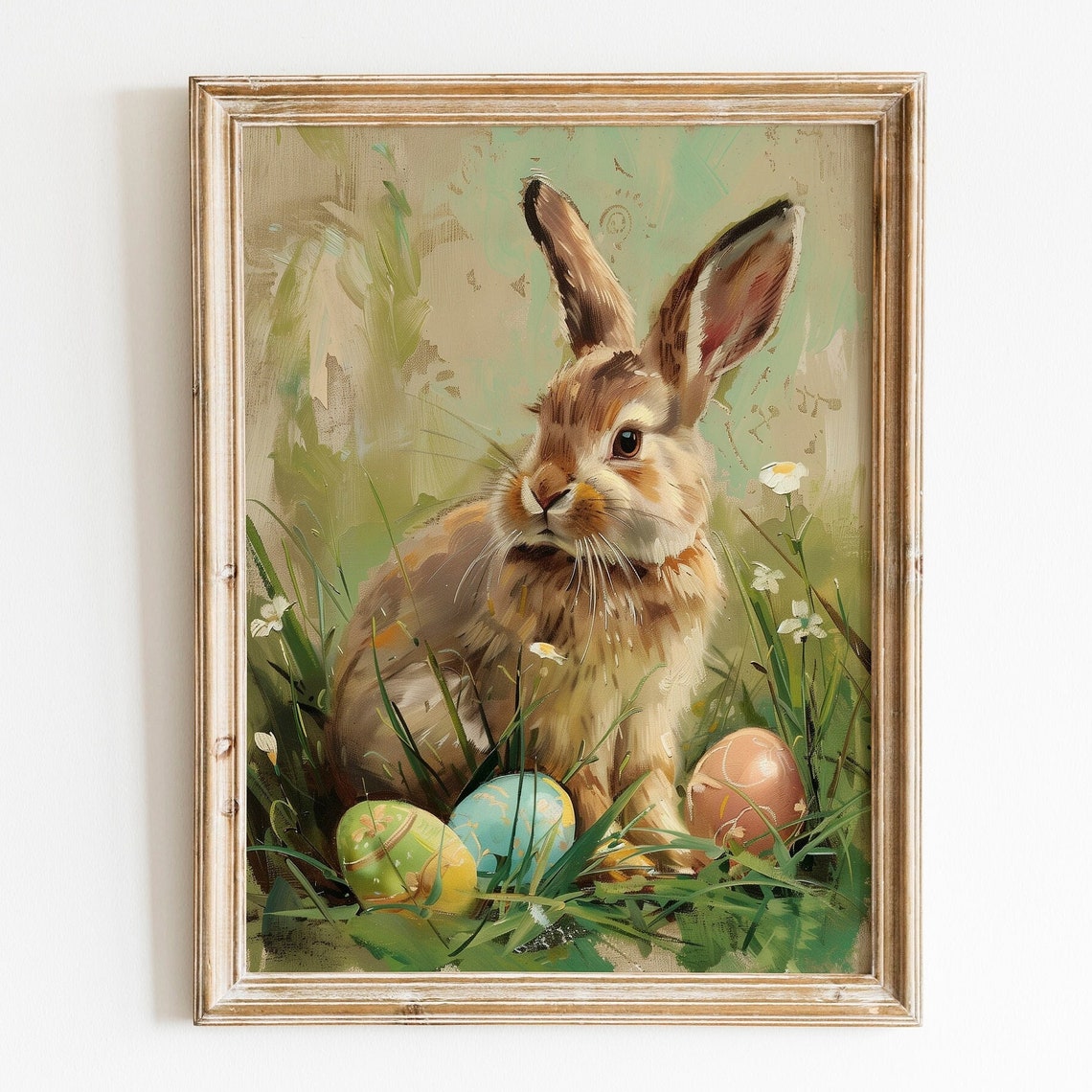 Sweet Rabbit with Painted Easter Eggs Spring Wildlife Poster