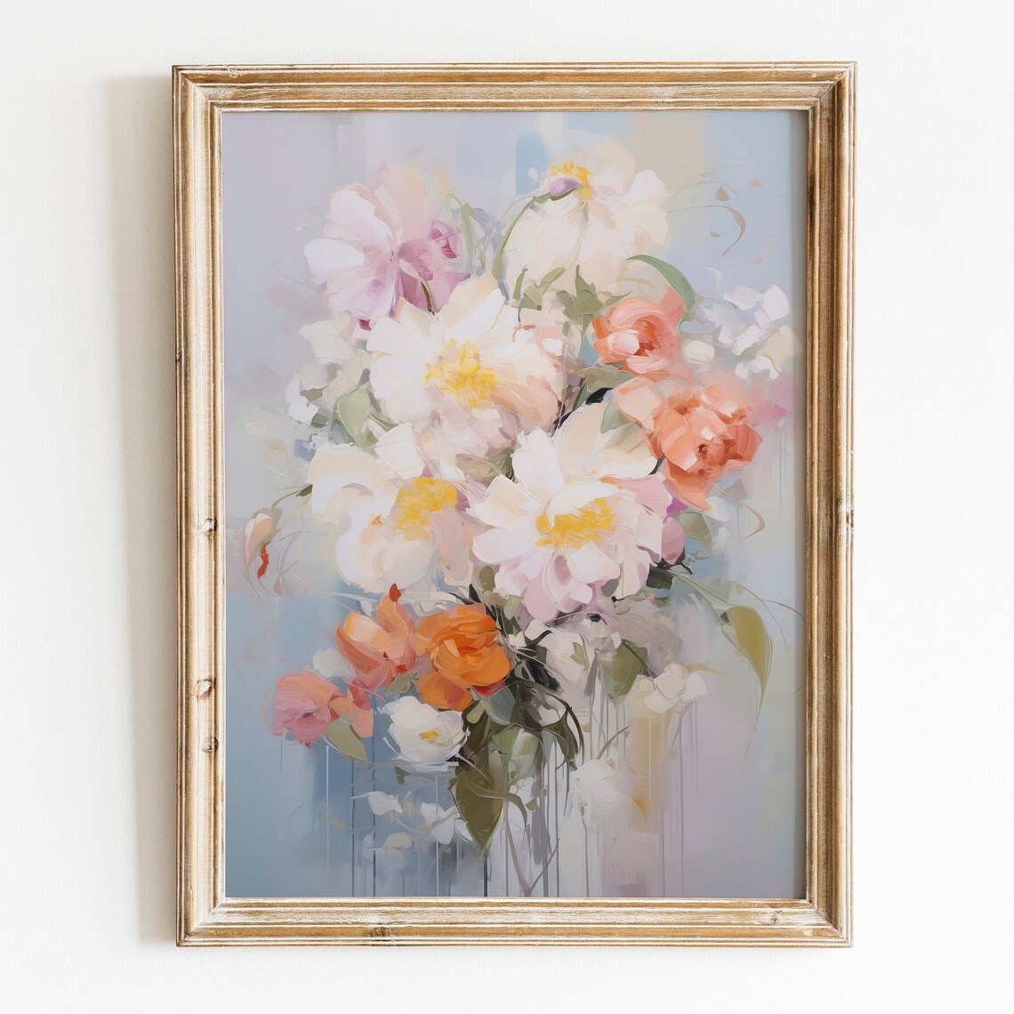 Colorful Pastel Flower Bouquet Abstract Oil Painting Style Poster