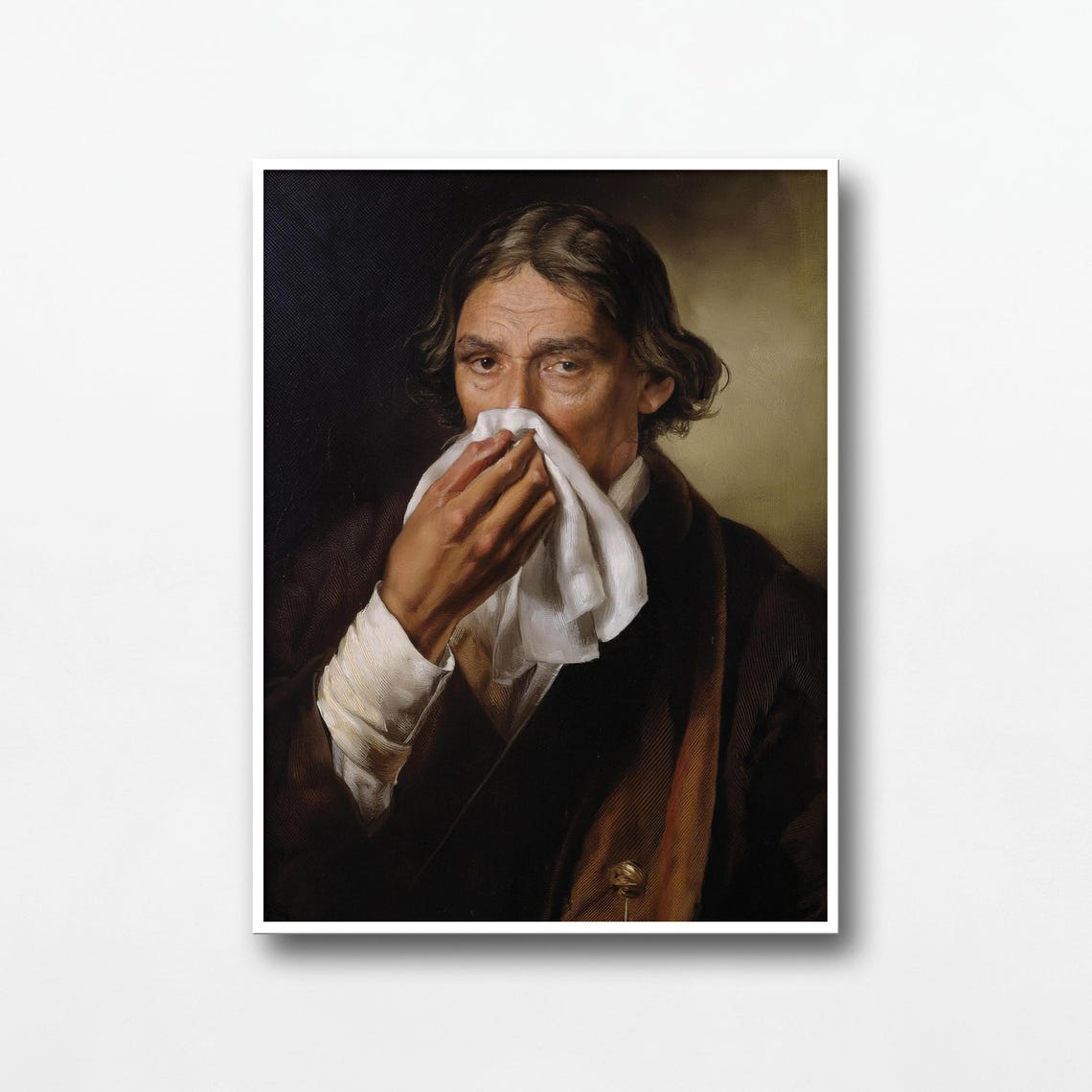 Funny Bathroom Man Blowing Nose Classical Oil Painting Poster - Image 3