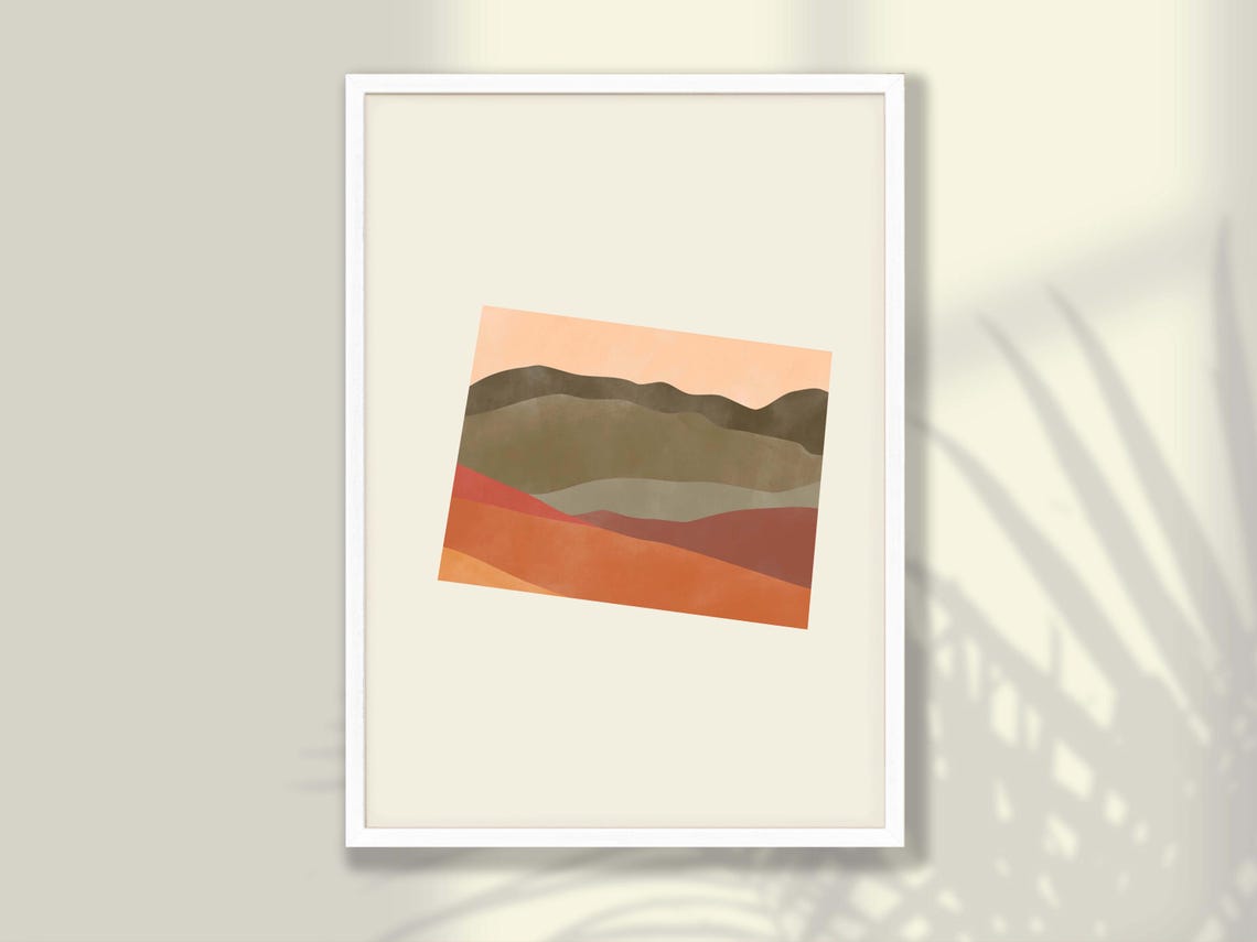 Colorado State Silhouette Boho Watercolor Landscape Map Poster