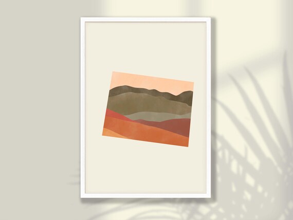 Colorado State Silhouette Boho Watercolor Landscape Map Poster