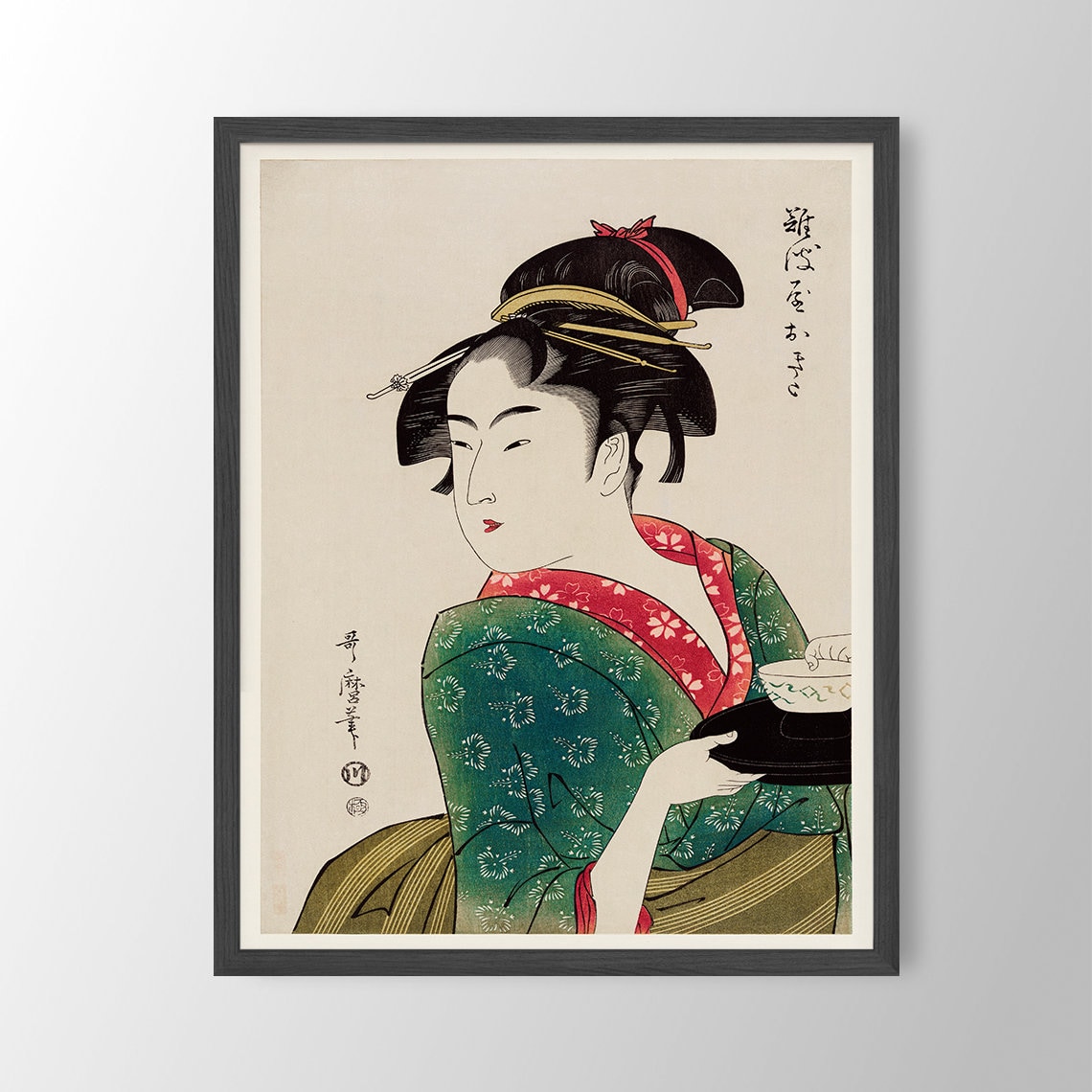 Utamaro Kitagawa Naniwaya Okita Vintage Art Print