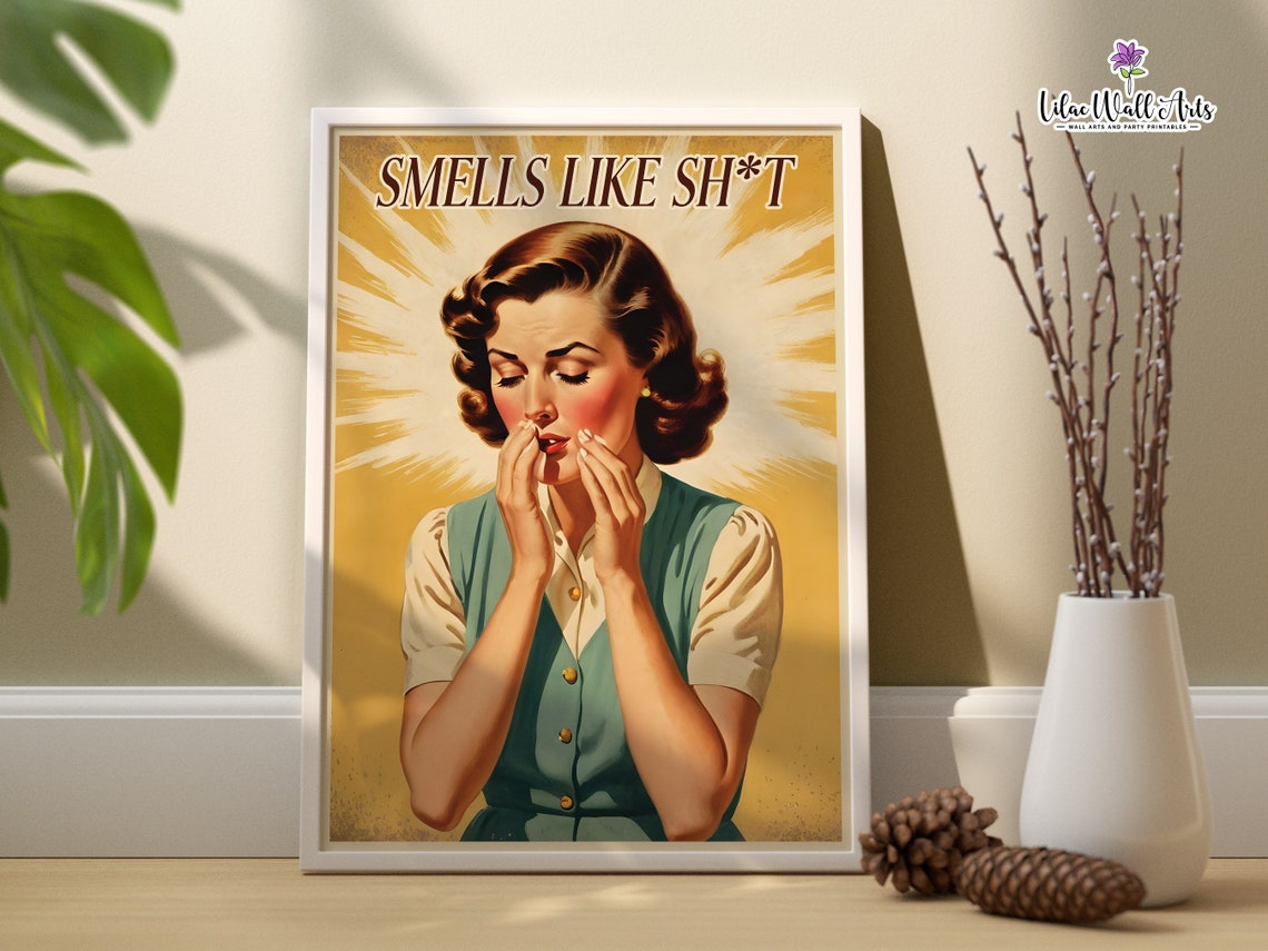 70s Bathroom Art Retro Wall Art Funny Bathroom Sign Funny Bathroom Art Toilet Wall Art Funny Toilet Poster Stinky Bathroom Art Cheeky Print