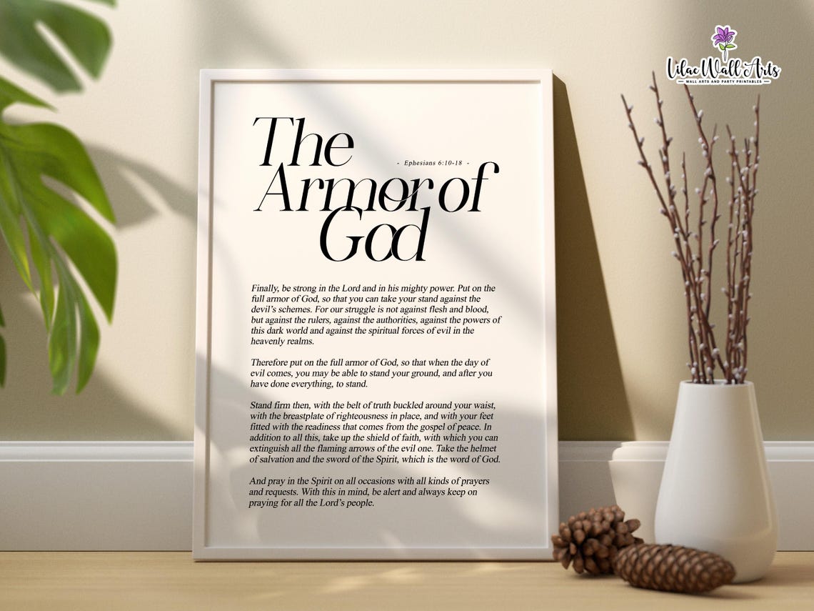 The Armor Of God Ephesians 6:10-18 Full Text Classic Typography Poster - Image 2
