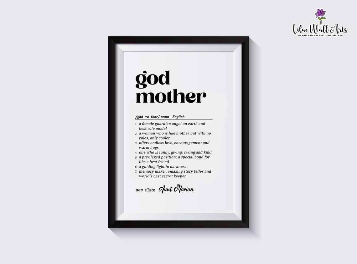 Godmother Definition Baptism Gift, Personalized Art Print - Image 3