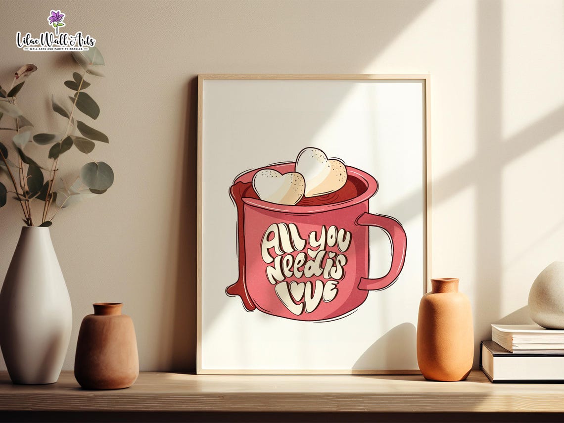 All You Need Is Love Pink Coffee Mug Heart Marshmallow Poster