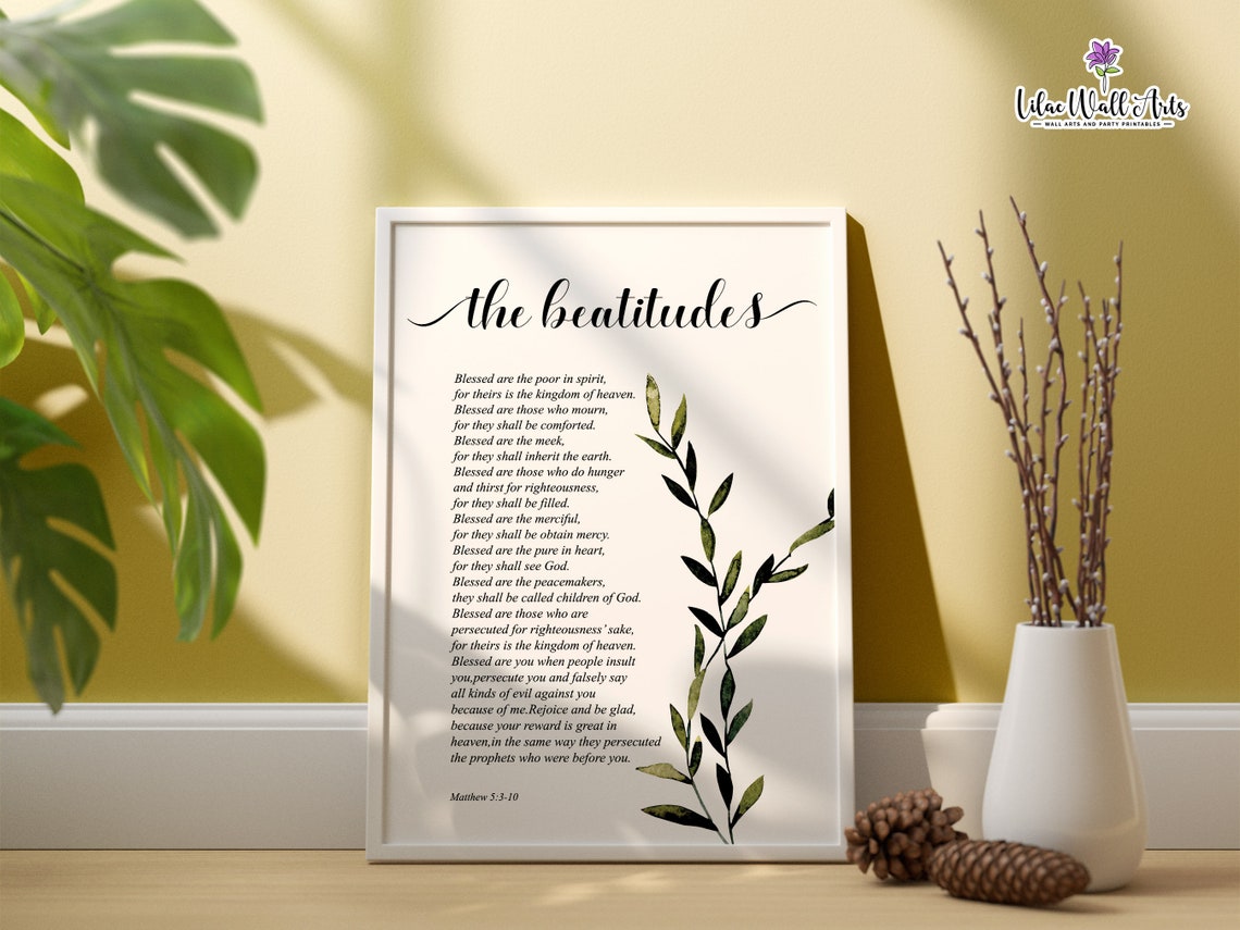 The Beatitudes Matthew 5 Christian Art Bible Verse Wall Art Watercolor Botanical Scripture Kjv Bible Verse Scripture - Image 6