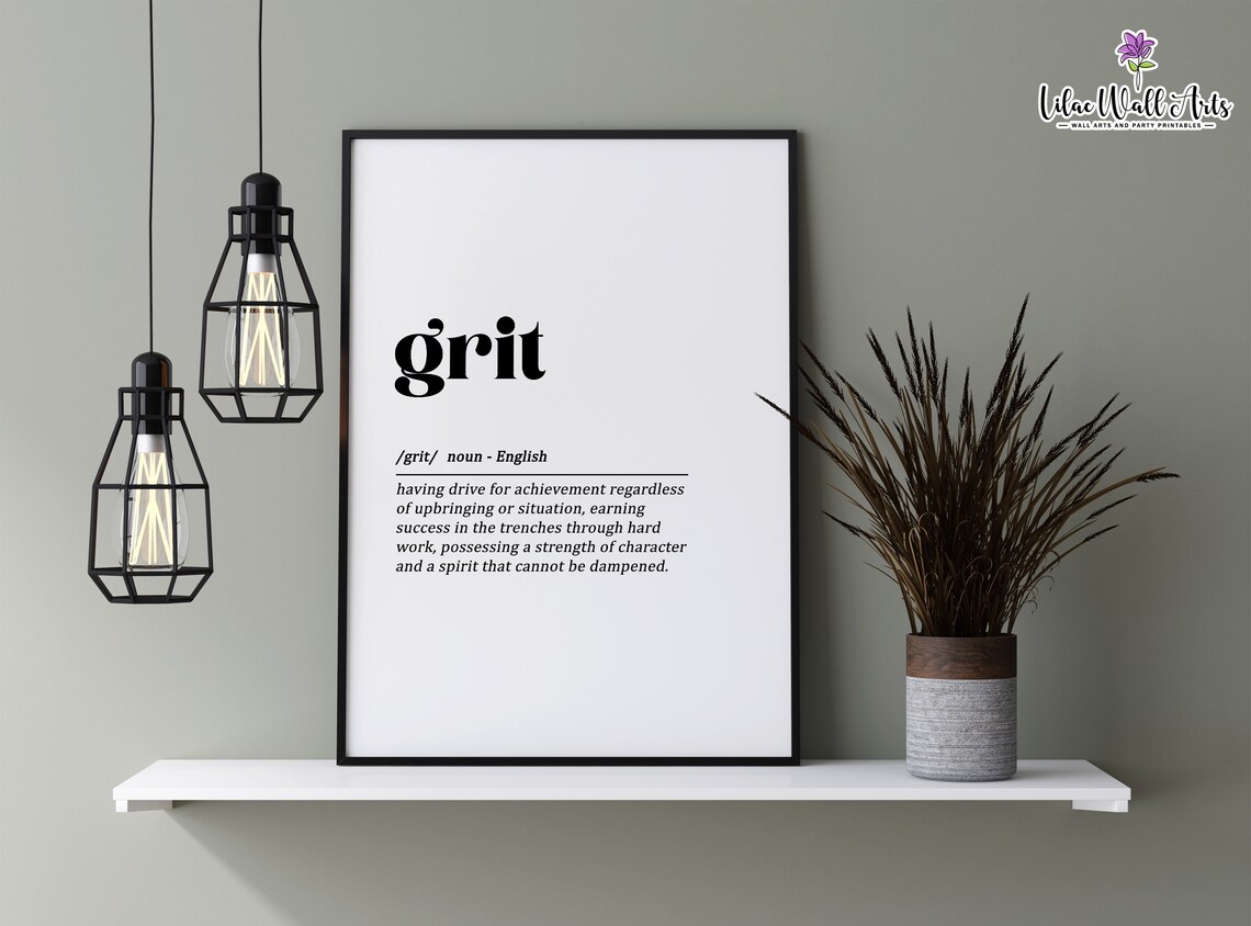 Grit Definition Dictionary Art, Home Office Poster