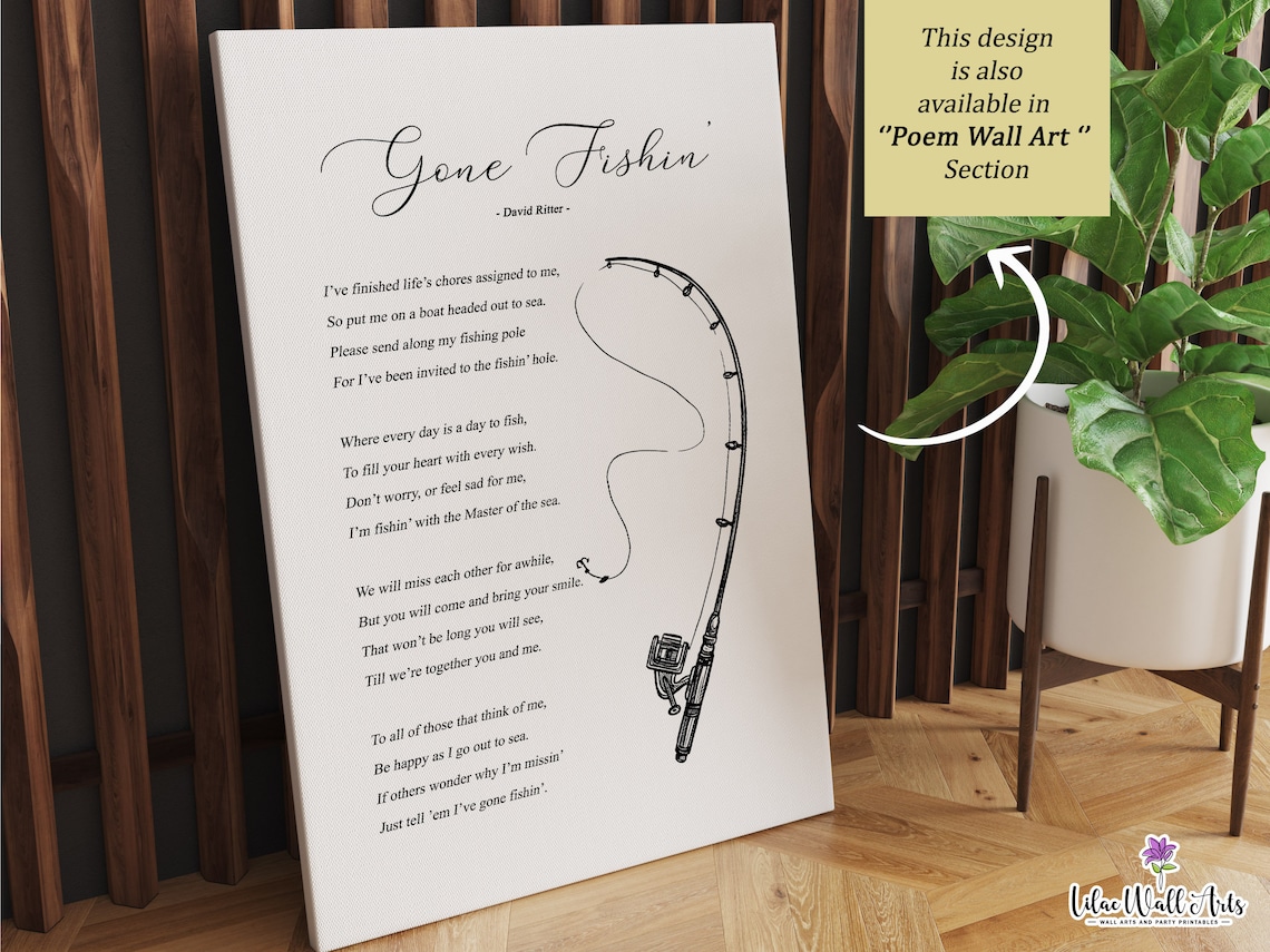 Gone Fishing Poem Memorial Fishing Art Print - Image 4