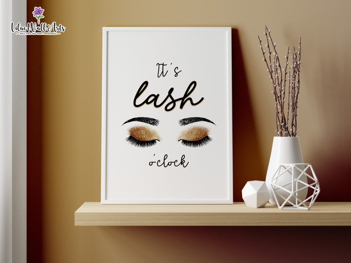 Its Lash Oclock Gold Glitter Eye Illustration Glam Salon Decor Poster - Image 5