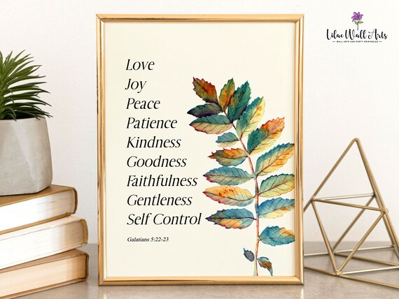 Fruit Of The Spirit Galatians 5 22 Bible Verse Wall Art Scripture Wall Art Botanical Print Christian Gift Christian Wall Dcor