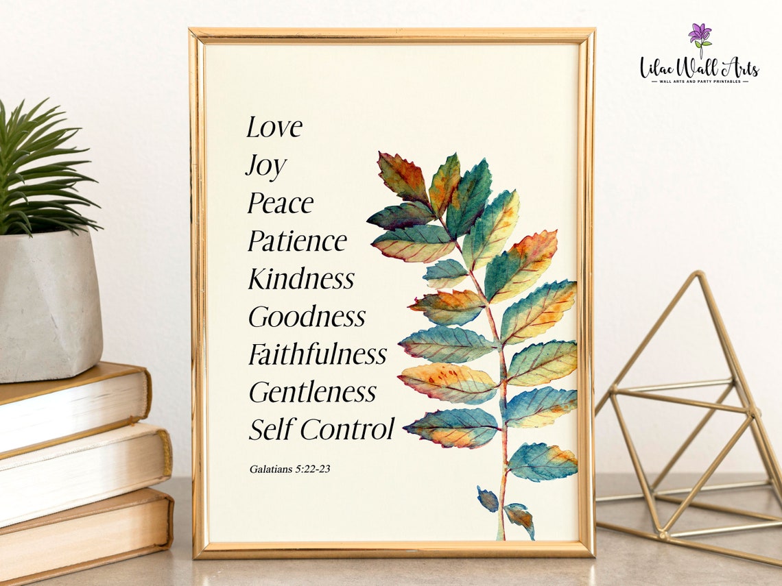 Fruit Of The Spirit Galatians 5 22 Bible Verse Wall Art Scripture Wall Art Botanical Print Christian Gift Christian Wall Dcor