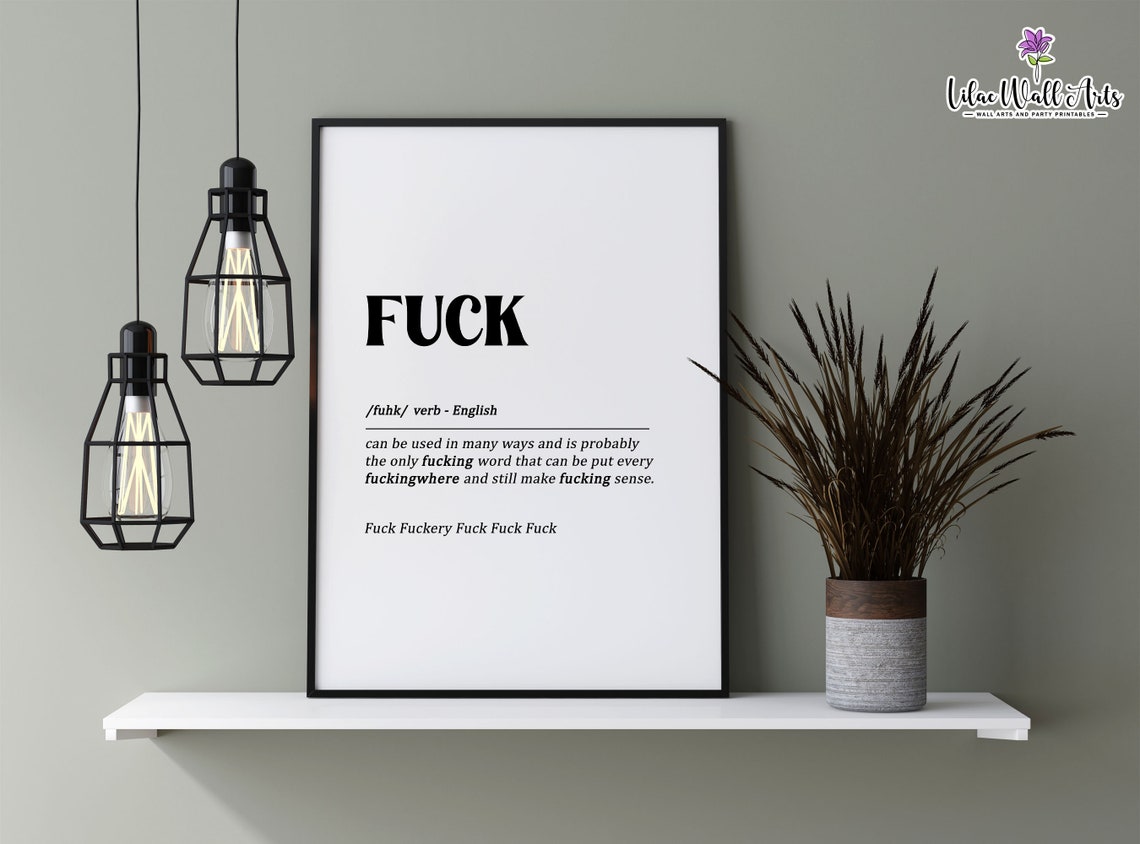 F Word Funny Dictionary Definition Print for Home Office Decor