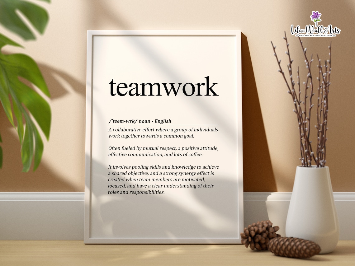 Teamwork Definition Workplace Positivity Art Print
