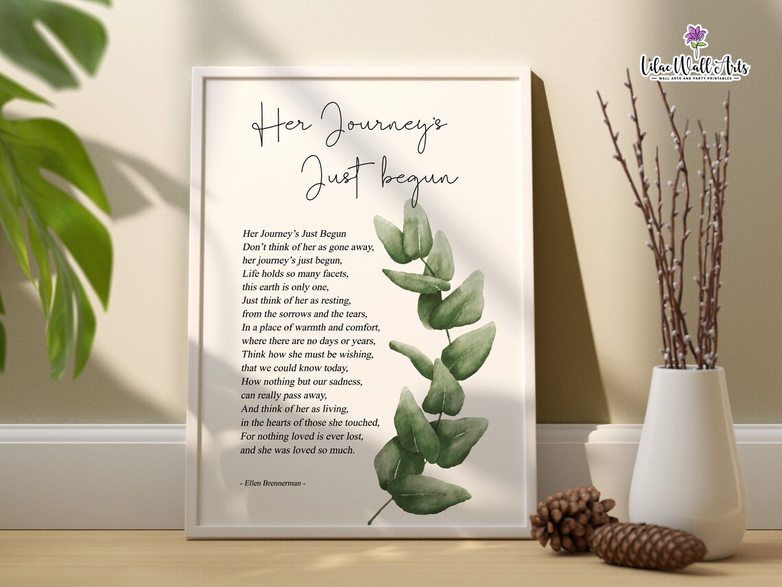 Her Journey's Just Begun Sympathy Poem Memorial Watercolor Print
