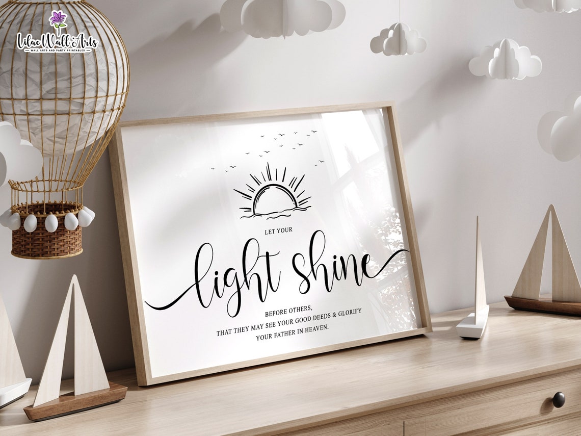 Let Your Light Shine Before Others Bible Verse Sunrise Quote Poster - Image 5