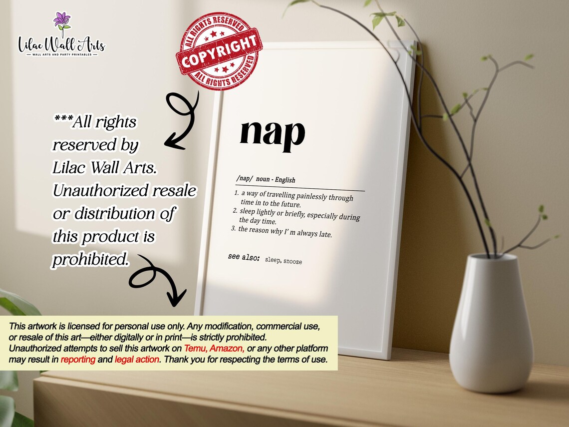 Nap Definition Sign Funny Bedroom Wall Art Print - Image 5