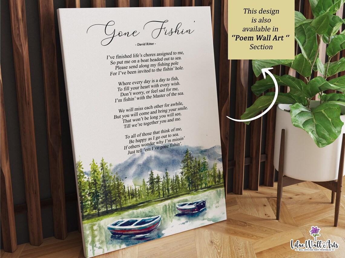 Gone Fishing Bereavement Poem Memorial Wall Art - Image 5