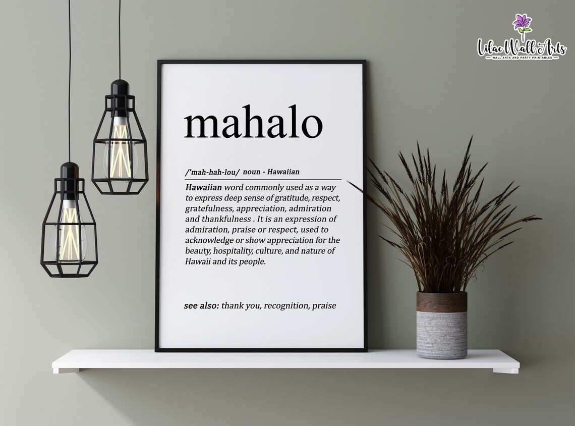 Mahalo Definition Print Family Definition Aloha Gift Hawaiian Print Ohana Print Family Print Gratitude Wall Art Hawaii Art Print - Image 2