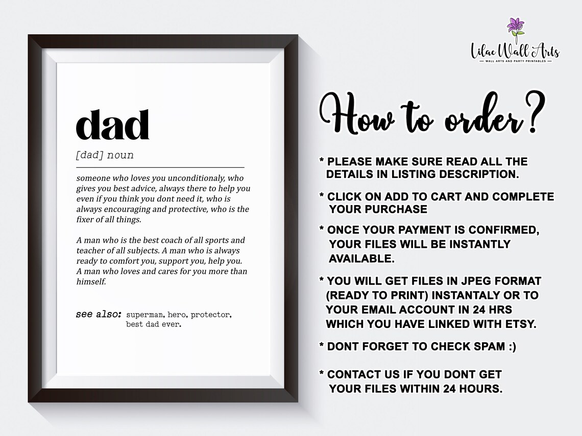 Dad Definition Print, Best Dad Ever Gift - Image 3
