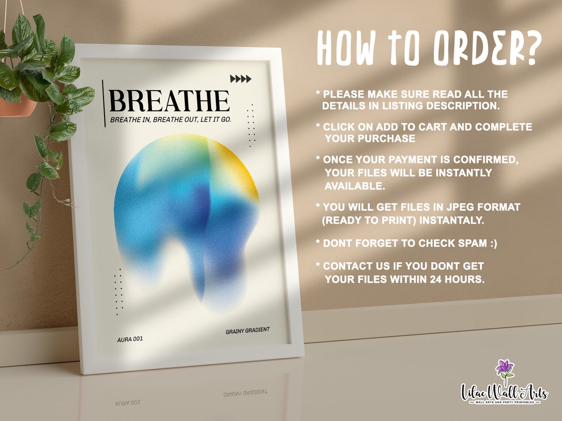 Breathe Blue Aura Gradient Breathe In Breathe Out Let It Go Poster - Image 3