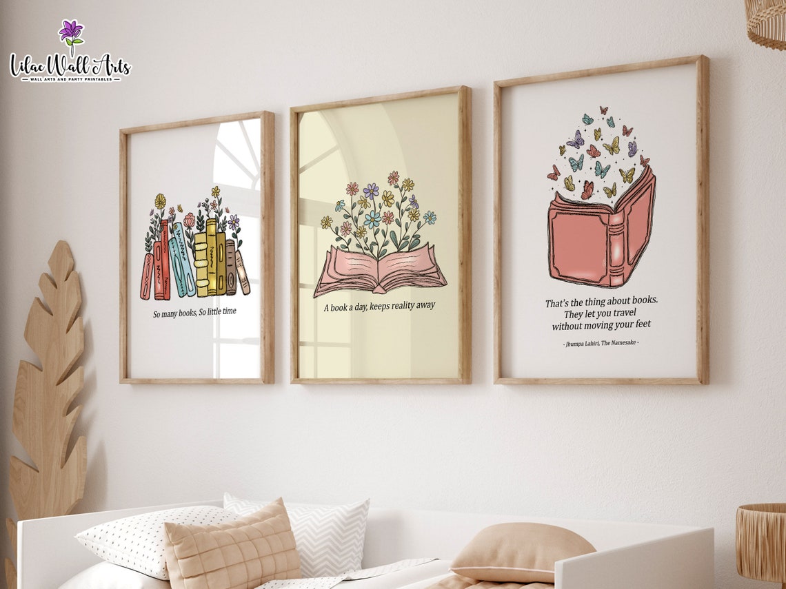 Book Butterflies Reading Quote Jhumpa Lahiri Bookish Art Poster - Image 4