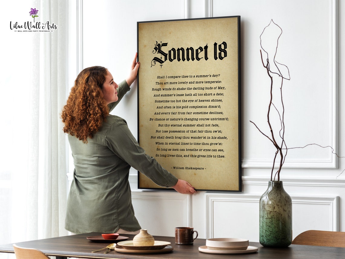 Sonnet 18 William Shakespeare Vintage Parchment Poetry Poster - Image 5