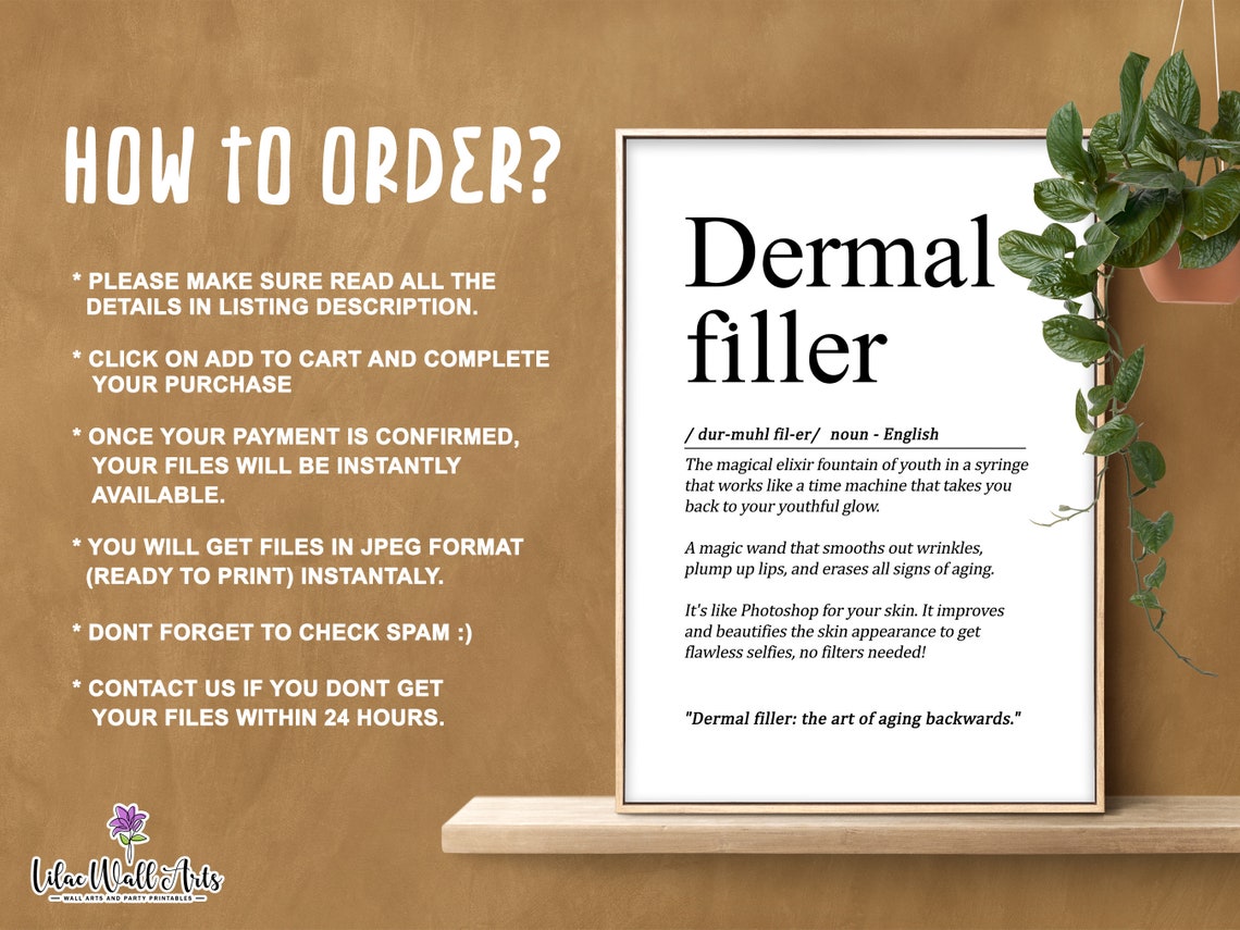 Dermal Filler Definition Funny Aesthetic Clinic Dictionary Wall Print - Image 2