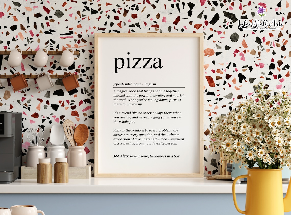 Pizza Definition Funny Kitchen Wall Art Print