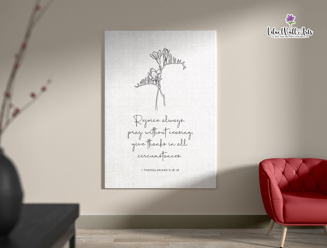 Rejoice Always Pray Without Ceasing Scripture Poster Floral Line Art - Image 3