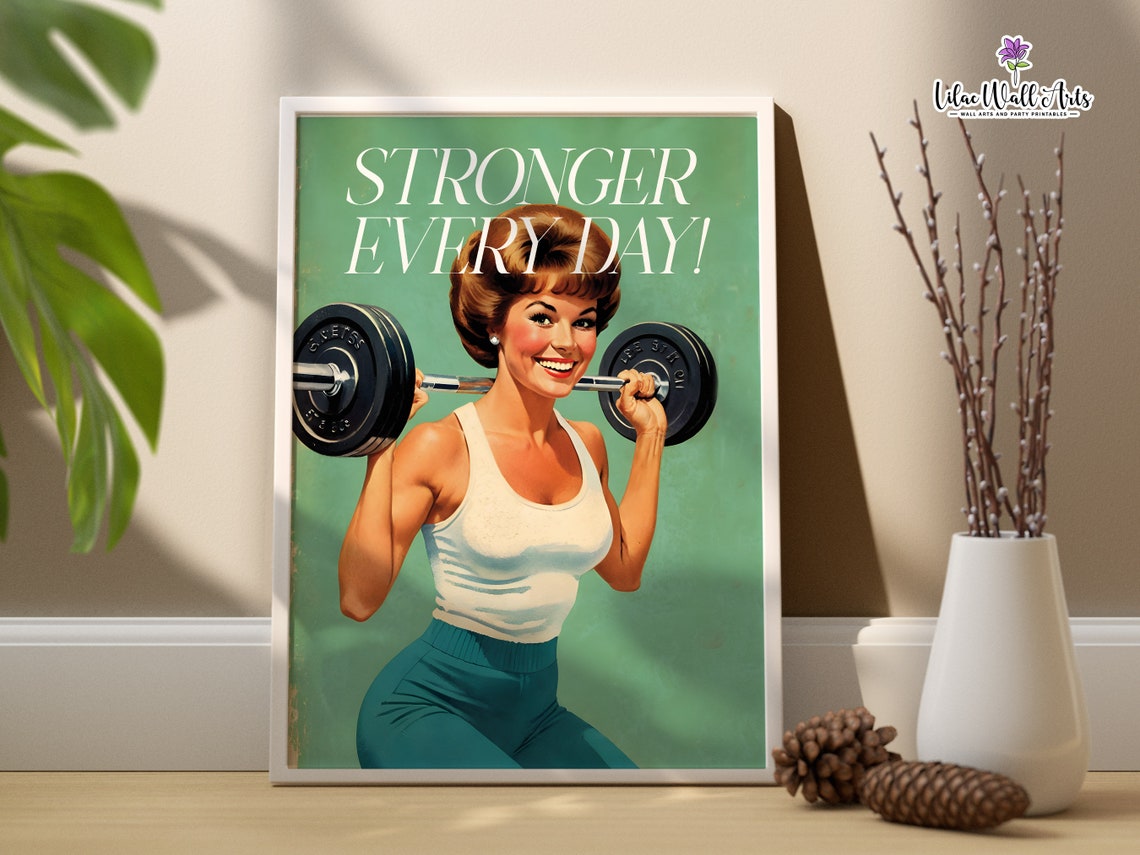 Exercise Poster Gym Wall Art Print Workout Poster Gym Art Print Fitness Poster Gym Sign 1950s Wall Dcor Home Gym Dcor Fitness Print - Image 6