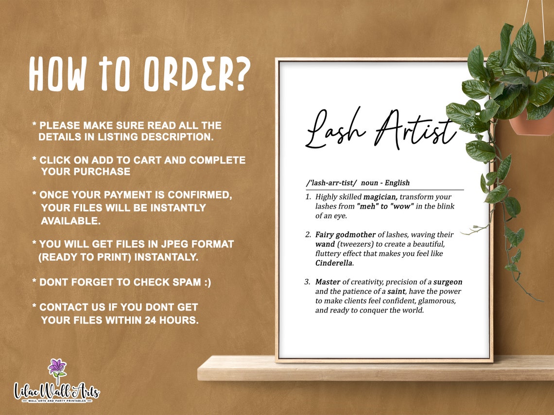 Lash Artist Definition Funny Lash Tech Salon Dictionary Wall Print - Image 2