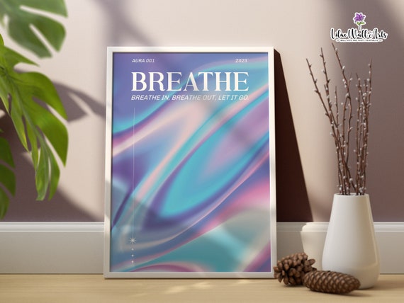 Breathe Purple Blue Aura Gradient 2023 Calming Mindfulness Poster