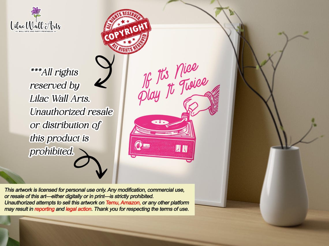 If Its Nice Play It Twice Pink Vinyl Record Room Decor Poster - Image 5