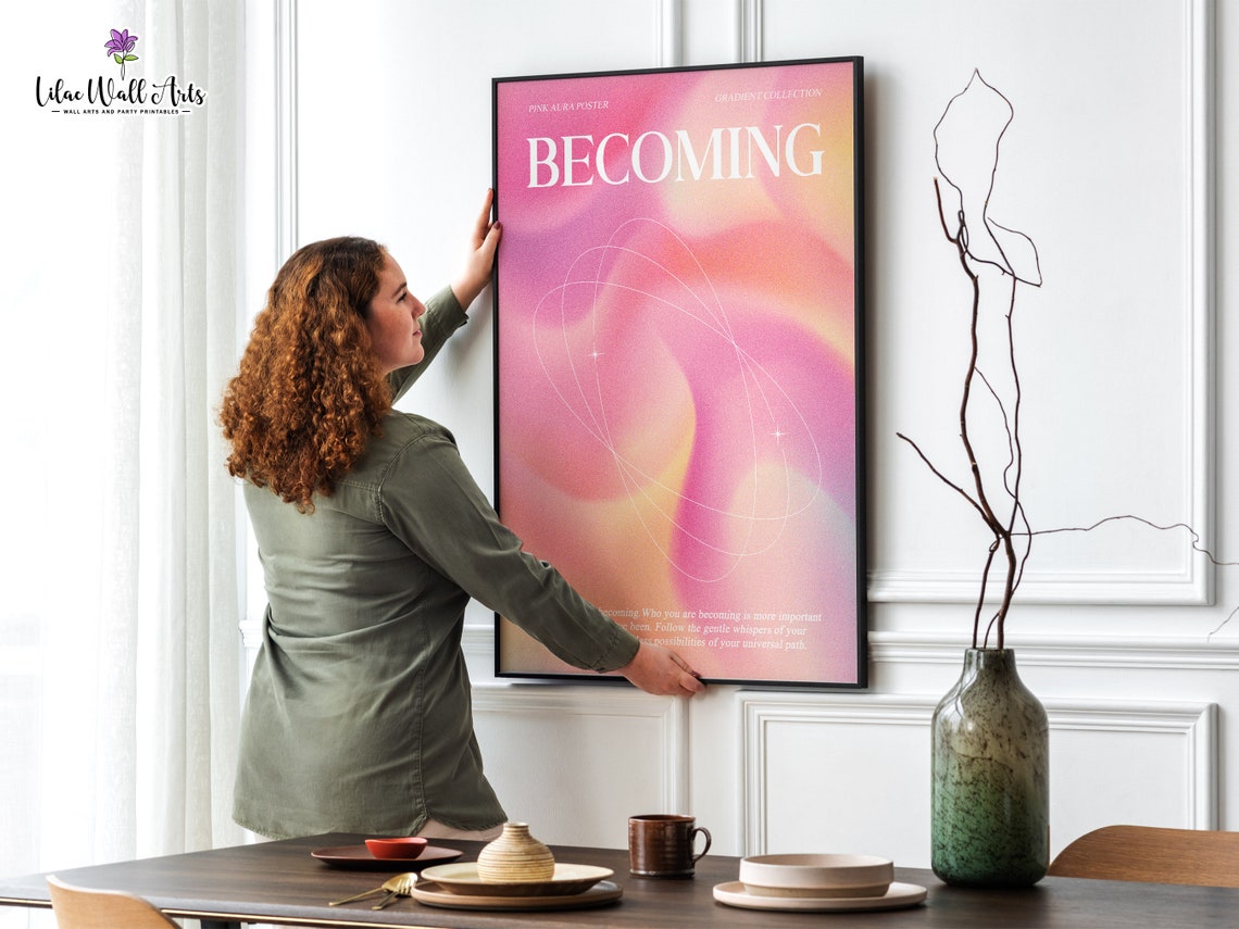 Becoming Pink Aura Gradient Collection Spiritual Affirmation Wall Art - Image 3