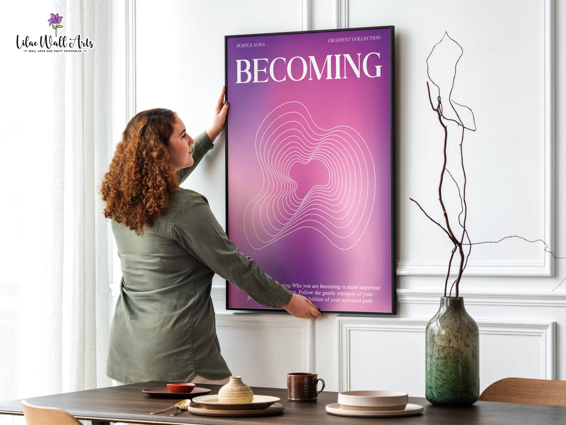 Becoming Purple Aura Contour Line Art Spiritual Growth Quote Poster - Image 3