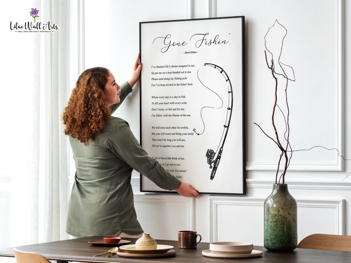 Gone Fishing Bereavement Poem Memorial Wall Art - Image 3