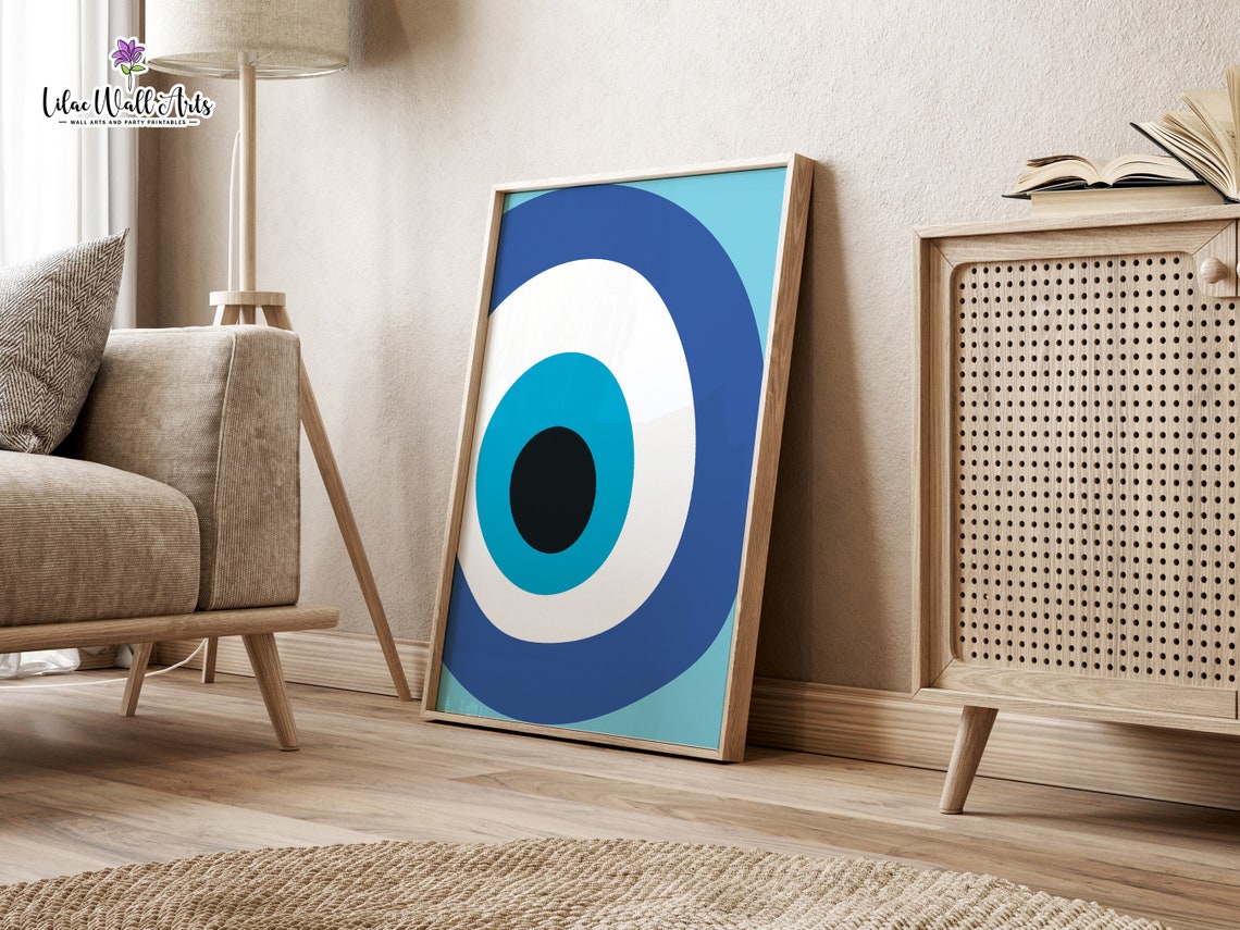 Blue Evil Eye Amulet Single Large Nazar Symbol Minimalist Poster - Image 4
