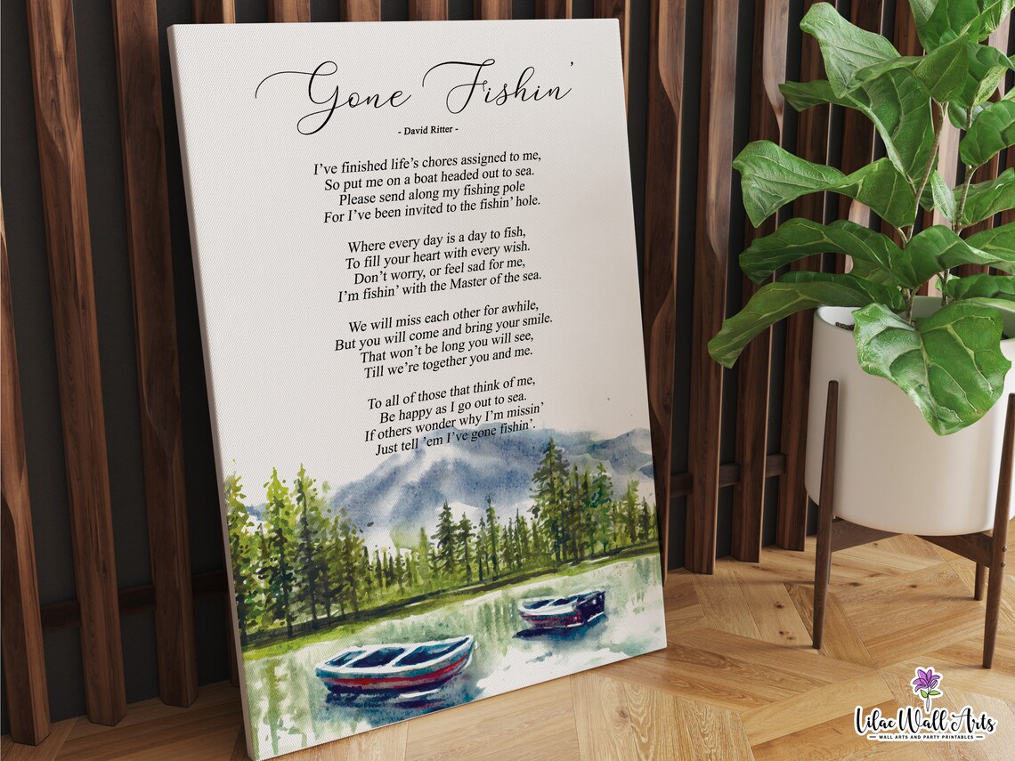 Gone Fishing Poem Memorial Fishing Art Print