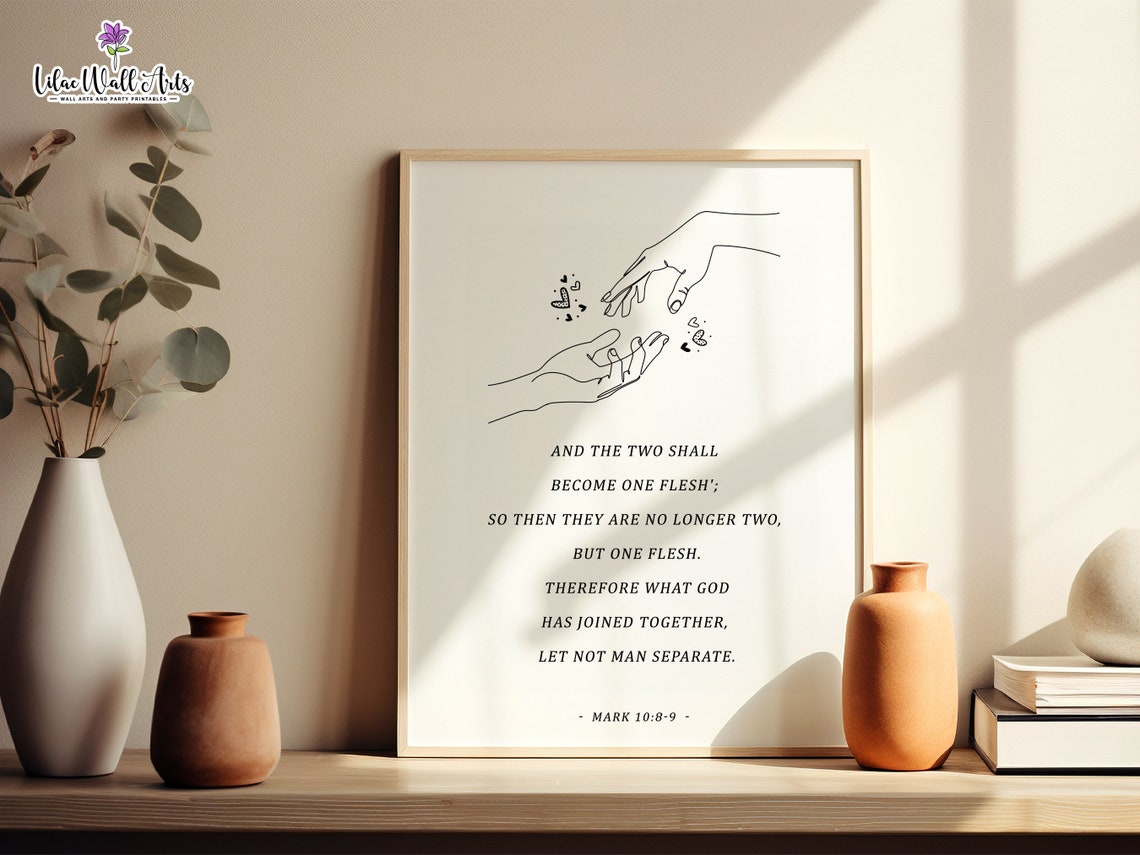 Mark 1089 Two Become One Flesh Minimalist Wedding Hands Poster - Image 7