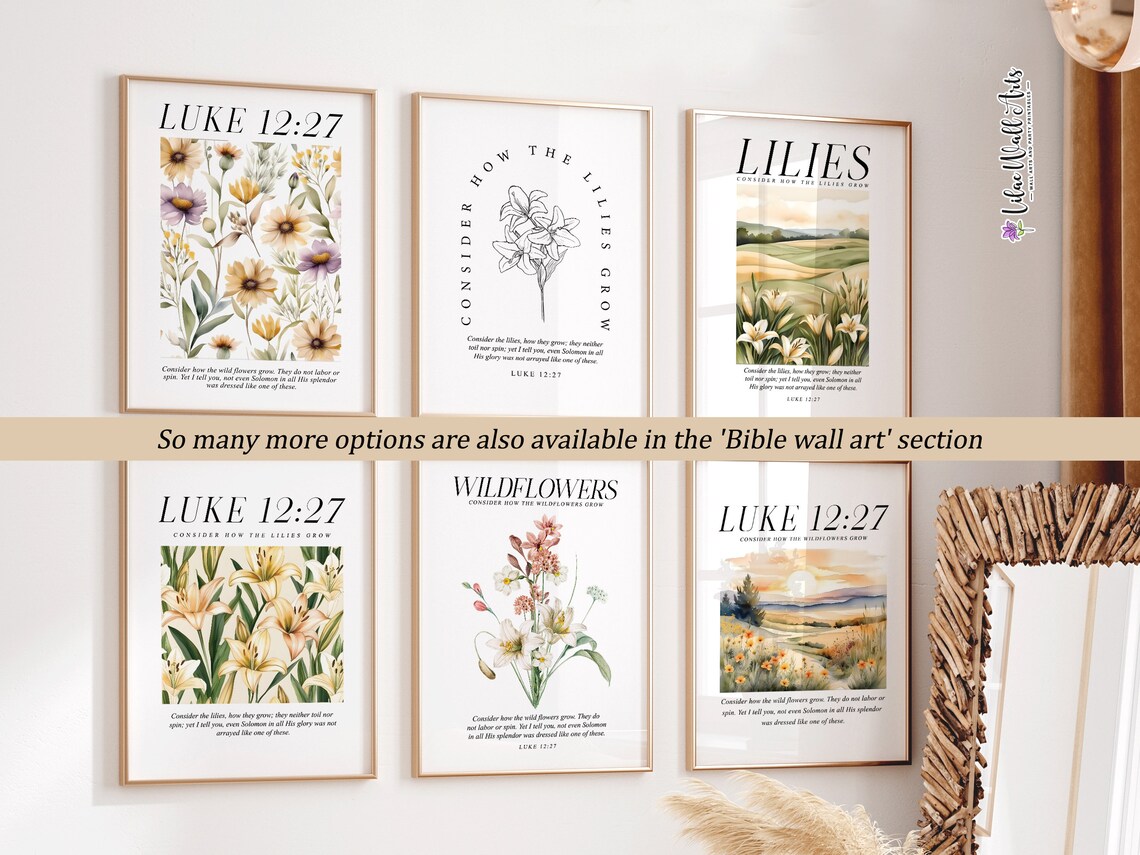Luke 1227 Consider The Wildflowers Botanical Watercolor Verse Poster - Image 5