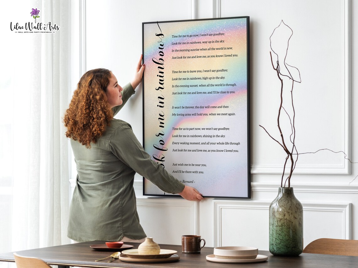 Look For Me In Rainbows Funeral Poem Memorial Print - Image 2