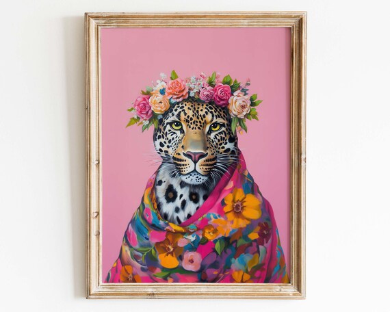 Coquette Cheetah Wall Art Trendy Print Girly Pink Room Decor Animal Preppy