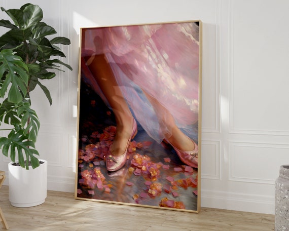 Vintage Ballerina Soft Pink Wall Art Ballet Nursery Art Girls Room Decor Coquette Aesthetic Print