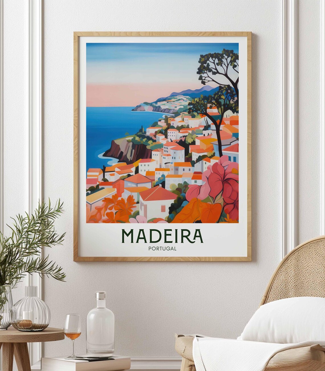 Madeira Vintage Travel Poster, Portugal Wall Art Print
