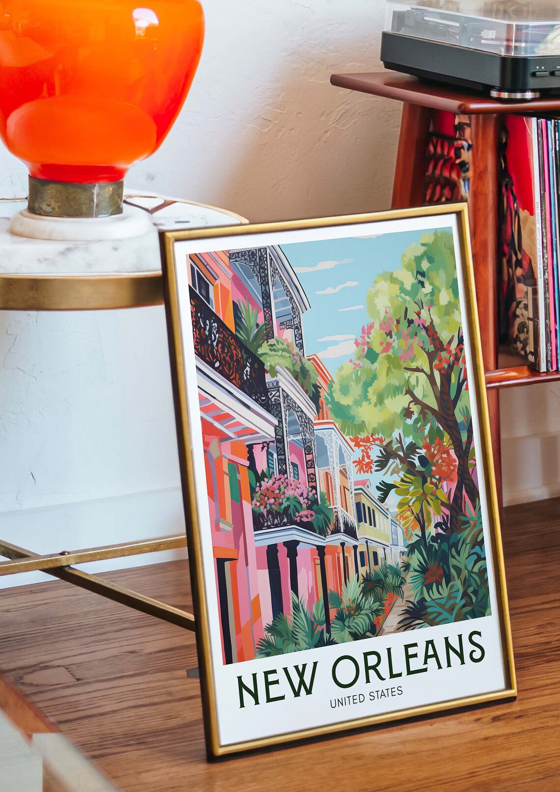 New Orleans Travel Poster, Mid-Century Modern Art - Image 3