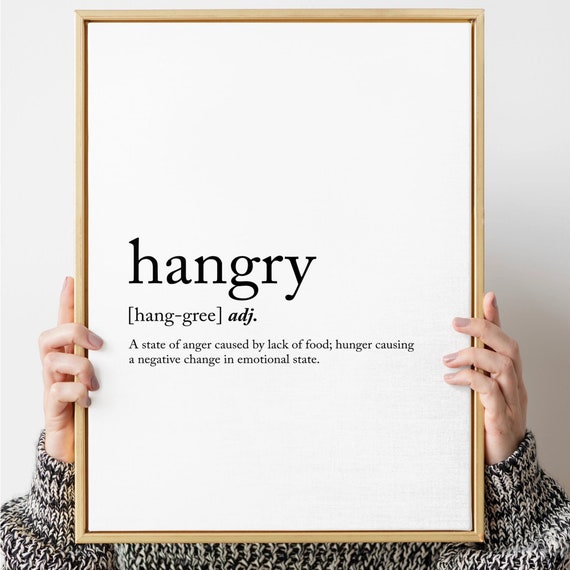 Hangry Definition Poster Print Funny Dictionary Wall Art Minimalist Typography Home Decor Kitchen Humor Foodie Gift For Wife