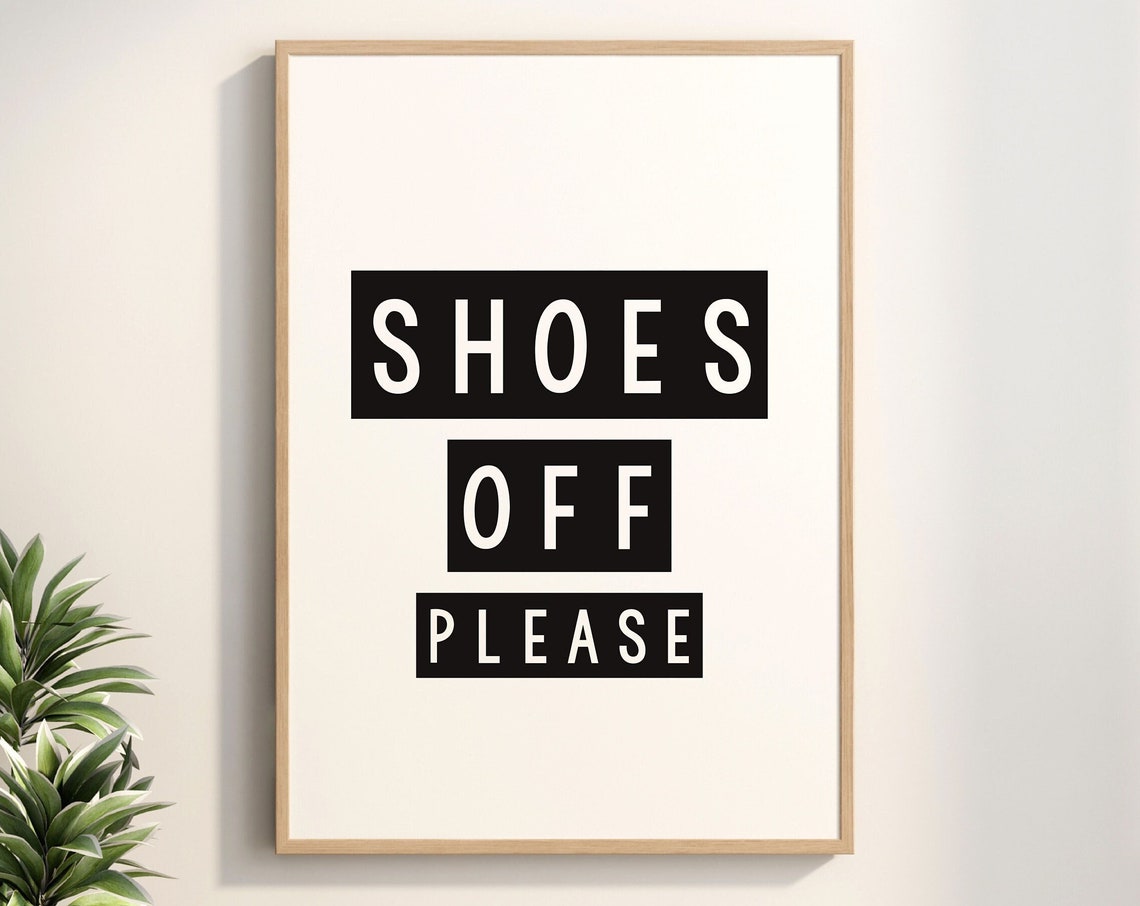 Shoes Off Please Bold Entryway Sign Modern Typography Wall Art
