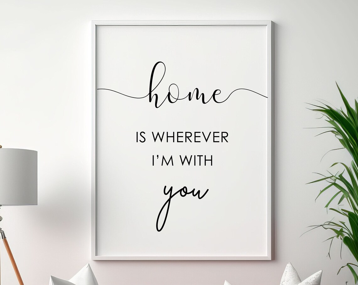 Home Is Wherever I Am With You Quote Poster Minimalist Family Wall Decor