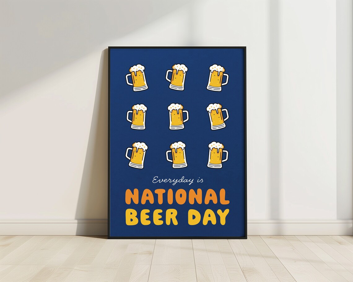 Everyday Is National Beer Day Funny Beer Mug Grid Bar Wall Art